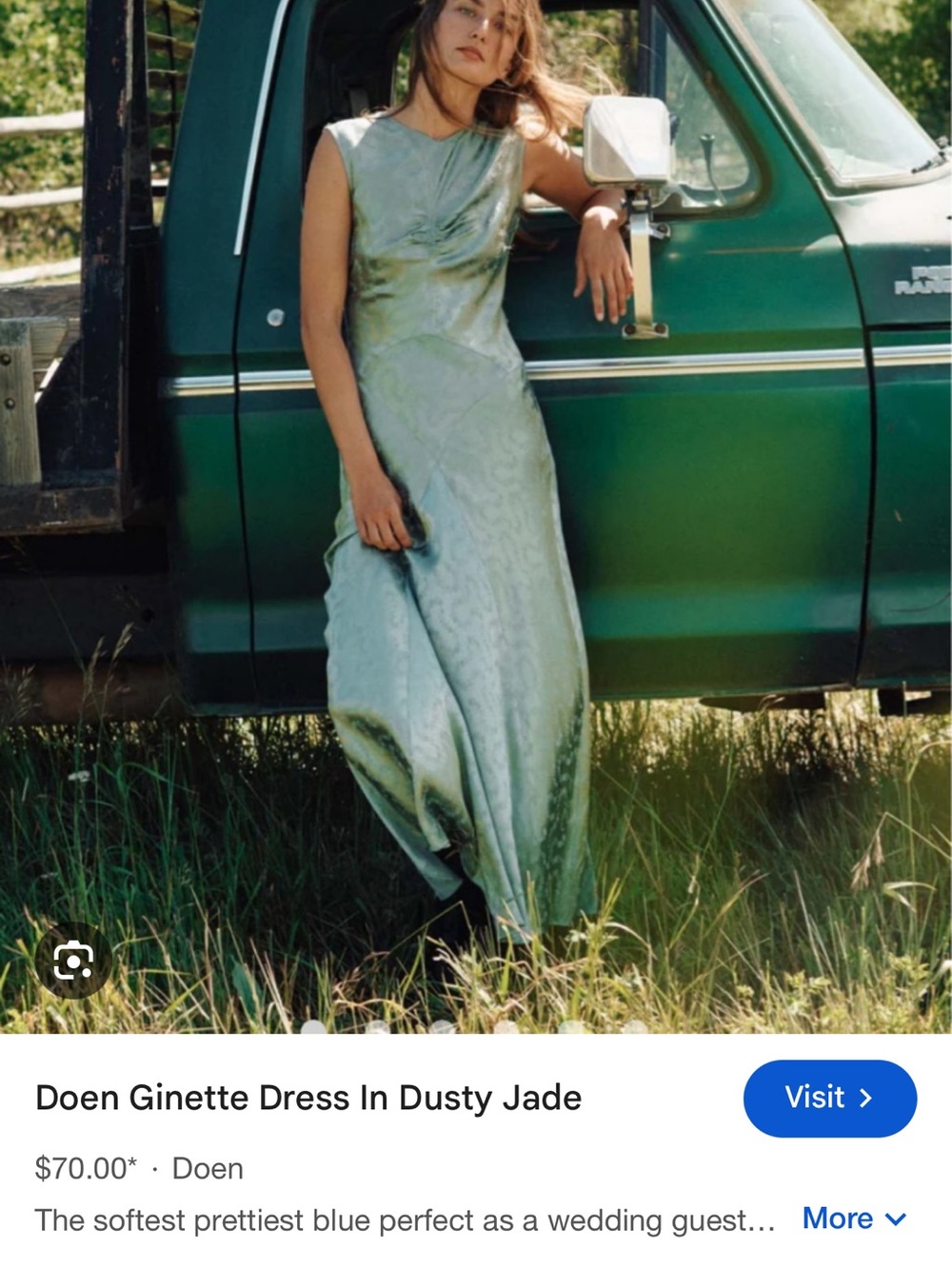 NWT Doen Ginette Dress Dusty Sage Satin V-Neck Maxi Dress - Picture 6 of 7